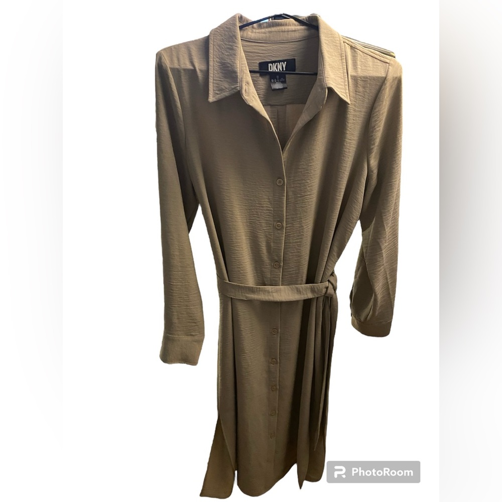 DKNY Tan Button Down Dress